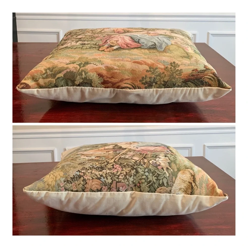 Vintage Italian tapestry decorative throw pillow
